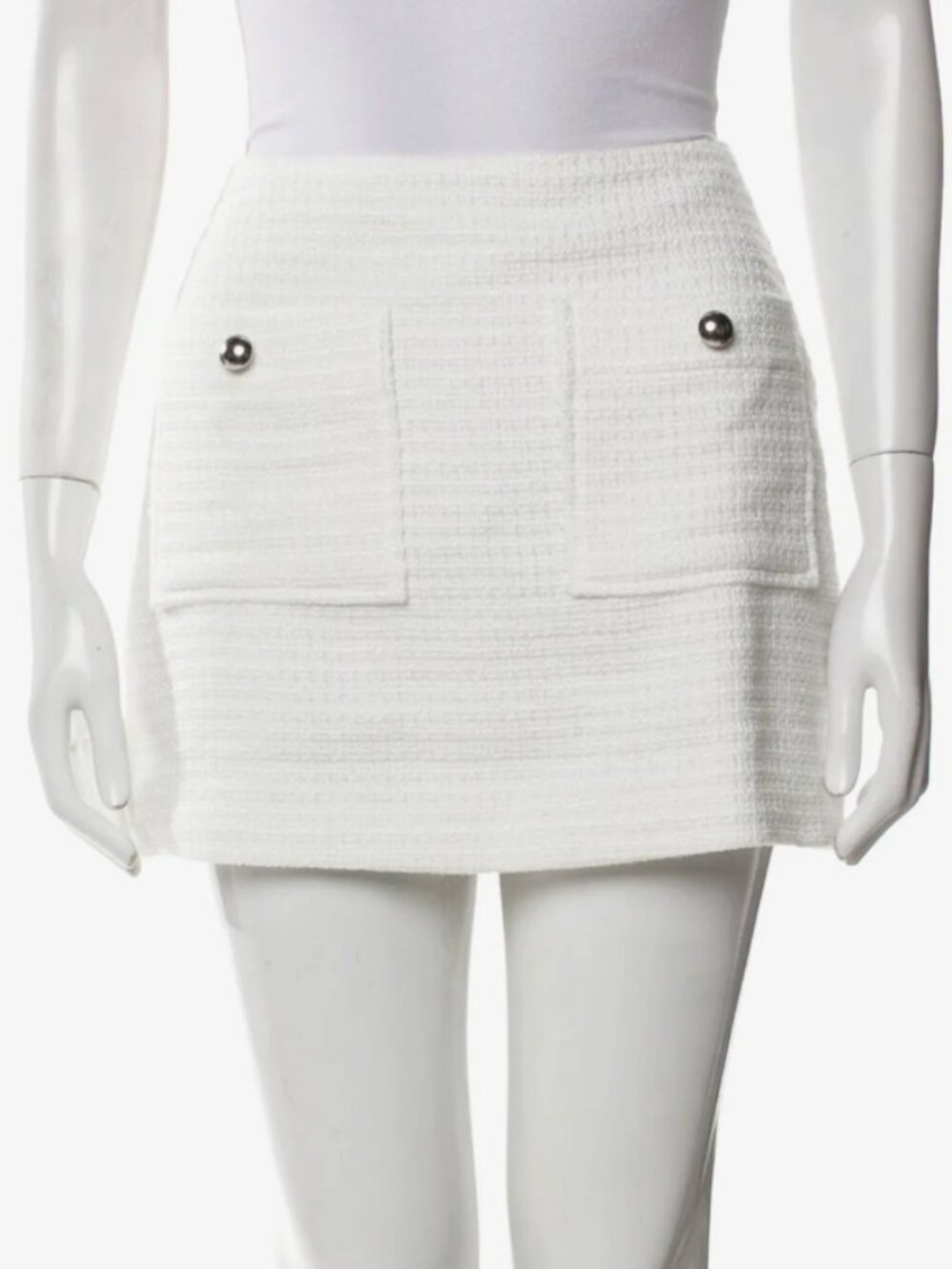 Reformation White Tweed Mini Skirt